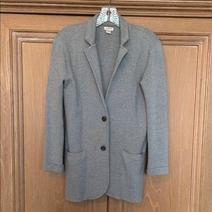 J. Crew Factory Gray Longline Sweater Blazer with Button Closure
